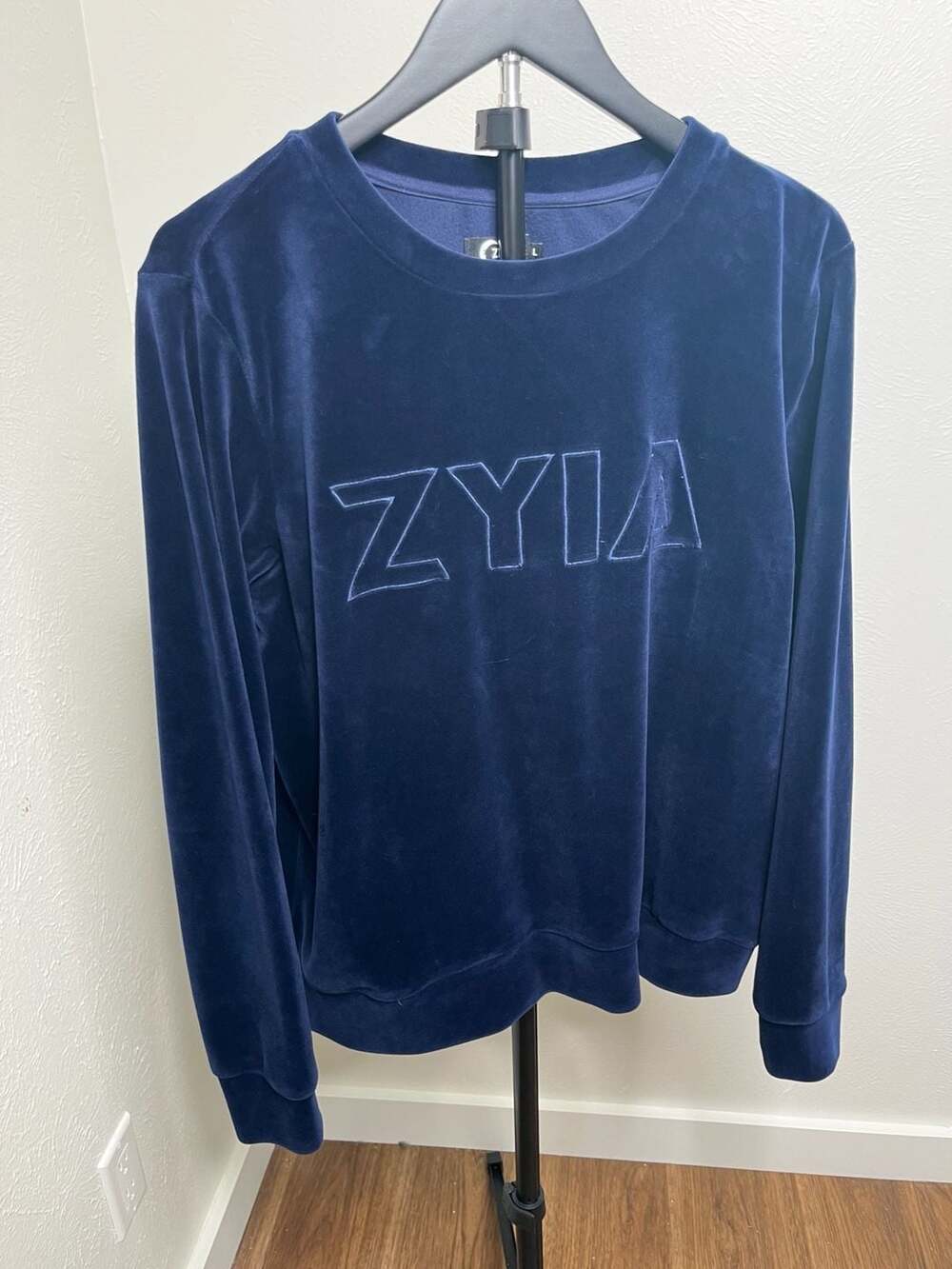 Blue Velour Sweatshirt Athleisure Loungewear